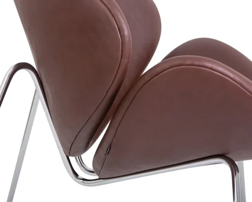 Кресло дизайнерское 72-LMO EMILY, цвет сиденья коричневый (YP5), цвет основания хромированная сталь Dobrin, коричневый/винил, ножки/металл/хром, размеры - ****810*780 фото 8
