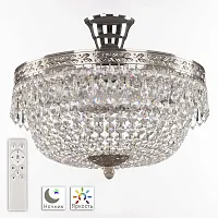 Люстра потолочная LED с пультом хрустальная 19011/35IV/LED-DIM Ni Bohemia Ivele Crystal прозрачная на 1 лампа, основание никель в стиле классика с пультом sp