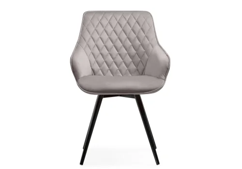 Кресло Эгел крутящееся серый / черный глянец 566496 Woodville, серый/велюр, ножки/металл/чёрный, размеры - ***** фото 4
