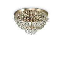 Люстра хрустальная CAESAR PL5 ORO Ideal Lux прозрачная на 5 ламп, основание золотое в стиле классический 