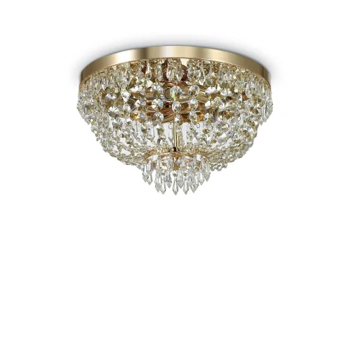 Люстра хрустальная CAESAR PL5 ORO Ideal Lux прозрачная на 5 ламп, основание золотое в стиле классический 