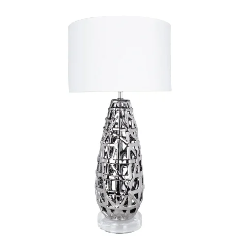 Настольная лампа Taiyi A4002LT-1CC Arte Lamp белая 1 лампа, основание хром керамика в стиле классический 