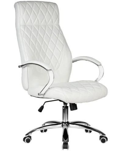 Офисное кресло для руководителей 117B-LMR BENJAMIN, цвет белый Dobrin, белый/экокожа, ножки/металл/хром, размеры - 1200*1270***670*670 фото 2