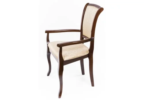 Кресло Murano тобакко 1130 Woodville, бежевый золотой/ткань, ножки/массив гевеи дерево/коричневый, размеры - ****610* фото 6
