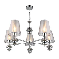 Люстра подвесная Ligure OML-67503-05 Omnilux серебряная серая на 5 ламп, основание хром в стиле классический 