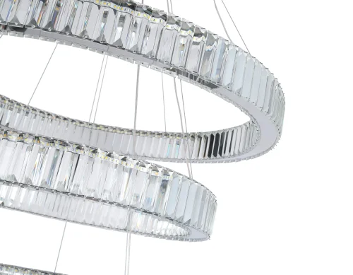 Люстра подвесная LED TR5003 Ambrella light прозрачная на 1 лампа, основание хром в стиле современный классический кольца фото 5