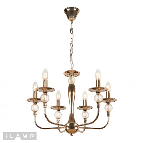 Люстра подвесная Aura 1030-6GD iLamp без плафона на 6 ламп, основание золотое в стиле американский современный фото 2