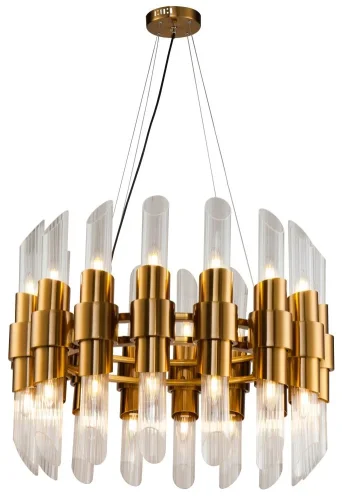 Люстра подвесная 0773CL-32AB Milosh Tendence прозрачная на 32 лампы, основание бронзовое в стиле американский современный 