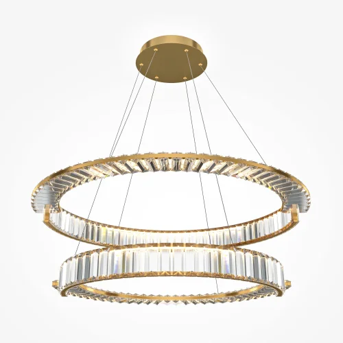 Люстра подвесная LED Krone P097PL-L90BS3K Maytoni прозрачная на 1 лампу, основание латунь в стиле современный кольца фото 4