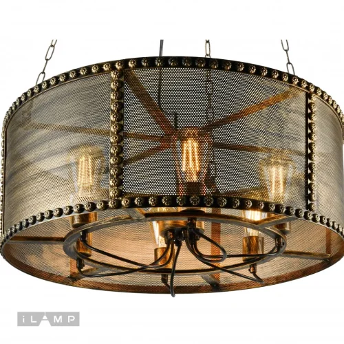 Люстра подвесная Loft P112-6 iLamp коричневая на 6 ламп, основание коричневое в стиле современный американский лофт  фото 3