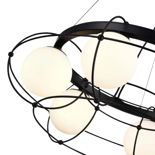 Люстра подвесная Beata SL1189.403.06 ST-Luce белая на 6 ламп, основание чёрное в стиле современный шар фото 3