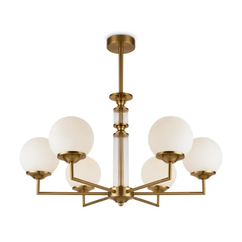 Люстра потолочная Bolas FR5185PL-06BS Freya белая на 6 ламп, основание латунь в стиле современный шар фото 2