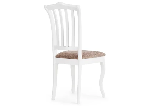 Деревянный стул Виньетта белый / лайн белый люкс 505470 Woodville, коричневый/ткань, ножки/массив березы дерево/белый, размеры - ****430*550 фото 4