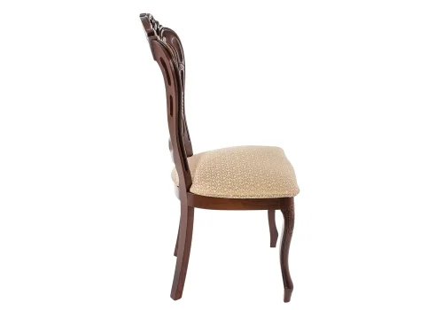 Деревянный стул Bronte вишня с патиной /  бежевый 438334 Woodville, бежевый/ткань, ножки/массив бука дерево/вишня, размеры - ****530*550 фото 5