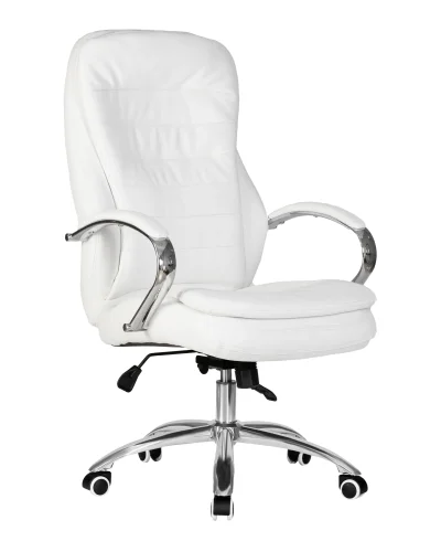 Офисное кресло для руководителей DOBRIN LYNDON (белый) цвет сиденья белый, цвет основания хромированная сталь Dobrin, белый/экокожа, ножки/металл/, размеры - 1100*1170****