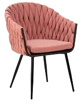 Стул обеденный 9691-LM MATILDA, цвет сиденья розовый (LAR-275-10), цвет основания черный Dobrin, розовый/текстиль, ножки/металл/чёрный, размеры - ****620*560