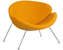 Кресло дизайнерское 72-LMO EMILY, цвет сиденья жетлый (AF13), цвет основания хромированная сталь Dobrin, жёлтый/винил, ножки/металл/хром, размеры - ****810*780
