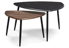 Комплект столиков Лойс мрамор черный / дуб антик 516569 Woodville столешница мрамор черный дуб из мдф