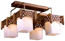 Люстра потолочная 559-707-04 Velante белая на 4 лампы, основание коричневое в стиле кантри 