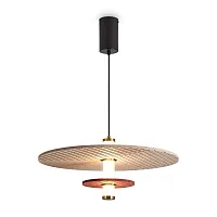 Светильник подвесной LED Acoustic FR5494PL-L9TR Freya бежевый на 1 лампу, основание чёрное в стиле современный хай-тек отражённый свет