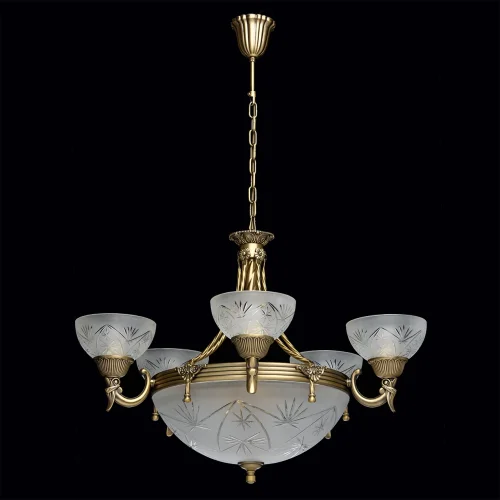 Люстра подвесная Афродита 317011708 MW-Light белая на 5 ламп, основание латунь в стиле классический  фото 2