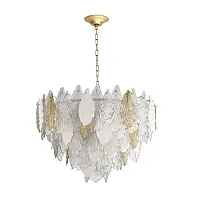Люстра подвесная Lace 5052/21 Odeon Light золотая прозрачная белая на 21 лампа, основание золотое в стиле современный флористика 