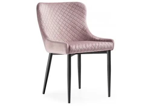 Стул на металлокаркасе Teo light purple / black 15019 Woodville, розовый/велюр, ножки/металл/чёрный, размеры - ****530*620