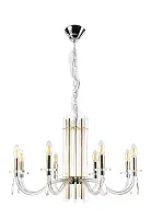 Люстра подвесная AURELIO SP8 GOLD+CHROME/TRANSPARENT Crystal Lux без плафона на 8 ламп, основание хром в стиле арт-деко 