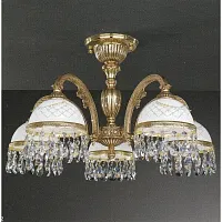 Люстра потолочная  PL 7120/5 Reccagni Angelo белая на 5 ламп, основание золотое в стиле классический 
