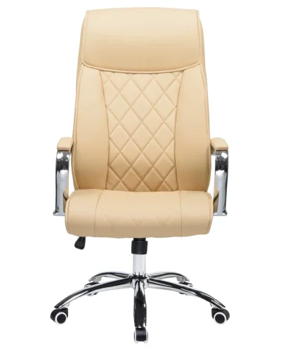 Офисное кресло для руководителей 110B-LMR HARRY, цвет бежевый Dobrin, бежевый/экокожа, ножки/металл/хром, размеры - 1150*1230***670*720 фото 6