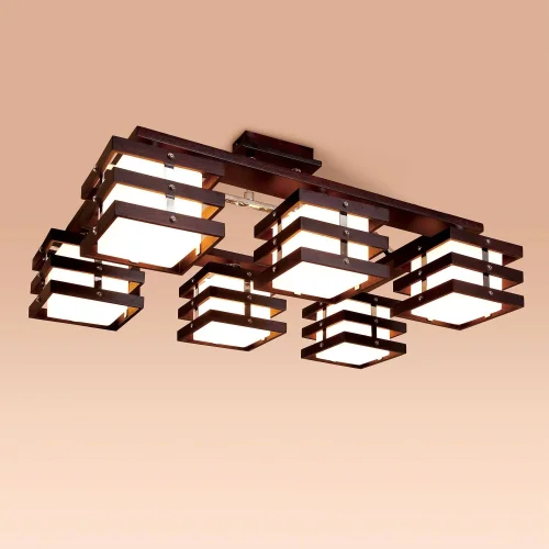 Люстра потолочная Киото CL133161 Citilux венге коричневая белая на 6 ламп, основание серое хром коричневое в стиле современный  фото 3