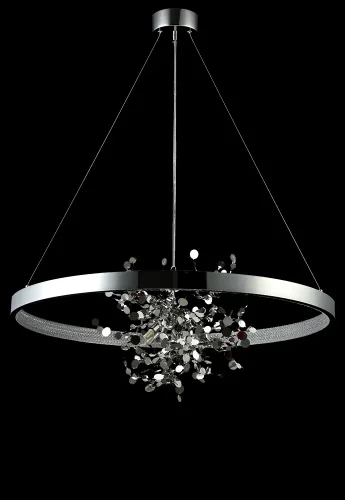 Люстра подвесная LED GARDEN SPLED+4 D800 CHROME Crystal Lux хром на 1 лампа, основание хром в стиле современный кольца ветви фото 3