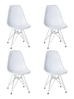 Стул обеденный набор 4 шт. SET-4 638APP-LMZL DSR, цвет сиденья белый (W-02), цвет основания хромированная сталь Dobrin, /полимер, ножки/металл/хром, размеры - *800***460*535
