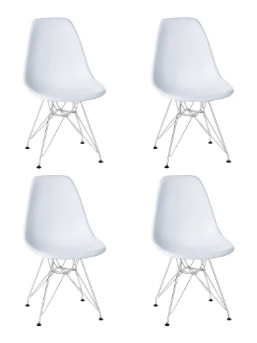 Стул обеденный набор 4 шт. SET-4 638APP-LMZL DSR, цвет сиденья белый (W-02), цвет основания хромированная сталь Dobrin, /полимер, ножки/металл/хром, размеры - *800***460*535 Стул обеденный набор 4 шт. SET-4 638APP-LMZL DSR, цвет сиденья белый (W-02), цвет основания хромированная сталь Dobrin, /полимер, ножки/металл/хром, размеры - *800***460*535