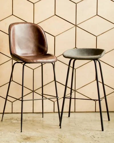 Стул барный Турин со спинкой, коричневый экокожа, черные ножки УТ000001768 Stool Group, коричневый/экокожа, ножки/металл/чёрный, размеры - ****460*540 фото 3