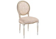 Деревянный стул Данте молочный с золотой патиной 406092 Woodville, бежевый/ткань, ножки/массив бука дерево/молочный, размеры - ****510*550
