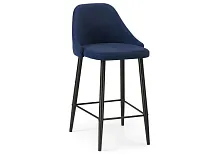 Барный стул Джама темно-синий / черный матовый 448666 Woodville, синий/велюр, ножки/металл/чёрный, размеры - ****460*530