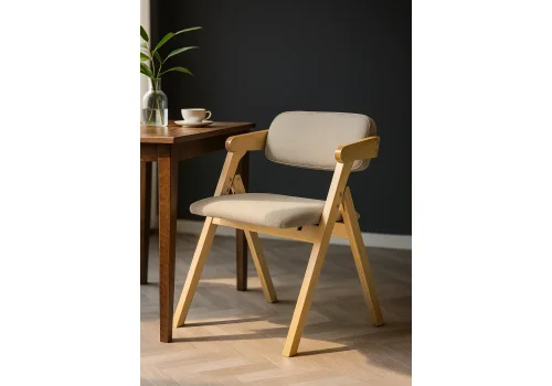 Складной стул Шелт бук / nice coffee 621707 Woodville, бежевый/ткань, ножки/дерево/бежевый коричневый, размеры - *700**** фото 2