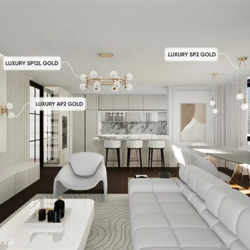 Люстра подвесная LUXURY SP12L GOLD Crystal Lux прозрачная на 12 ламп, основание золотое в стиле арт-деко шар молекула фото 3