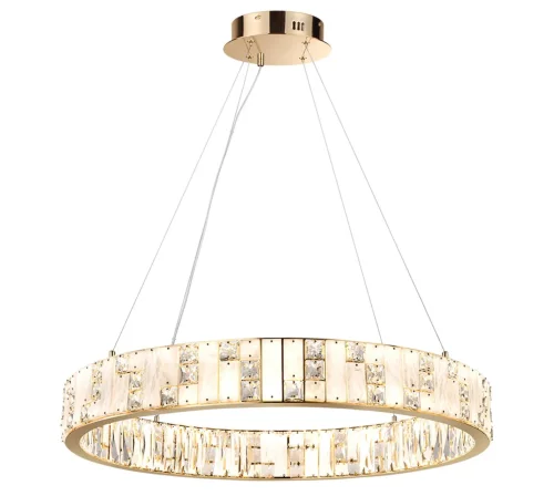 Люстра подвесная LED Crossa 5072/100L Odeon Light белая прозрачная на 1 лампу, основание золотое в стиле современный кольца фото 3