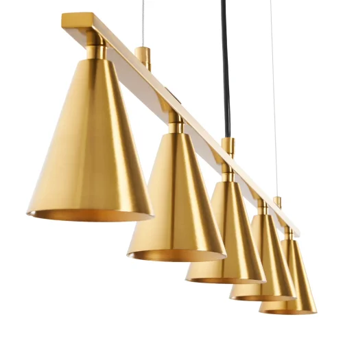 Светильник подвесной Milla MR1000-5P MyFar золотой 5 ламп, основание золотое в стиле лофт современный  фото 2