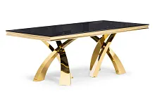 Стеклянный стол Komin 2 черный / золото 15308 Woodville столешница чёрная из стекло