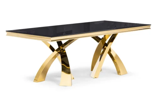 Стеклянный стол Komin 2 черный / золото 15308 Woodville столешница чёрная из стекло
