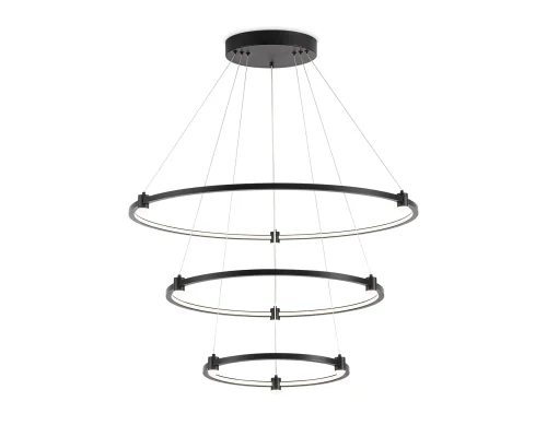 Люстра подвесная LED FL5514 Ambrella light чёрная на 1 лампа, основание чёрное в стиле хай-тек современный кольца