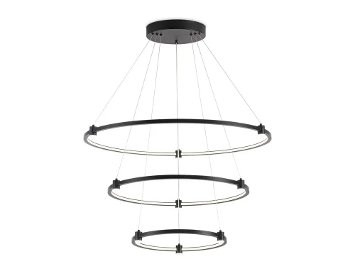 Люстра подвесная LED FL5514 Ambrella light чёрная на 1 лампу, основание чёрное в стиле современный хай-тек кольца