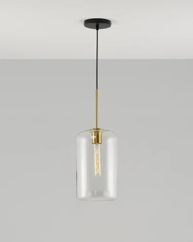 Светильник подвесной Scrum V2140-P Moderli прозрачный 1 лампа, основание чёрное в стиле современный лофт  фото 2