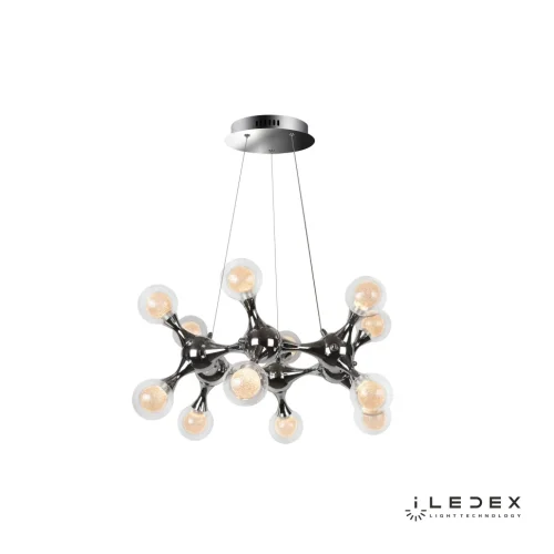 Светильник подвесной LED Blossom C4465-12R CR iLedex прозрачный 1 лампа, основание хром в стиле современный хай-тек молекула шар фото 2