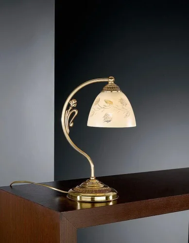 Настольная лампа P 6358 P Reccagni Angelo бежевая 1 лампа, основание золотое металл в стиле классический 