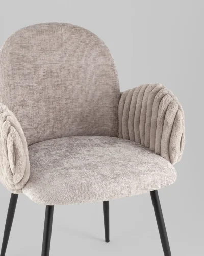 Стул обеденный Wave Stripes, букле серый, сиденье УТ000040342 Stool Group, серый/букле, ножки/металл/чёрный, размеры - ***** фото 7