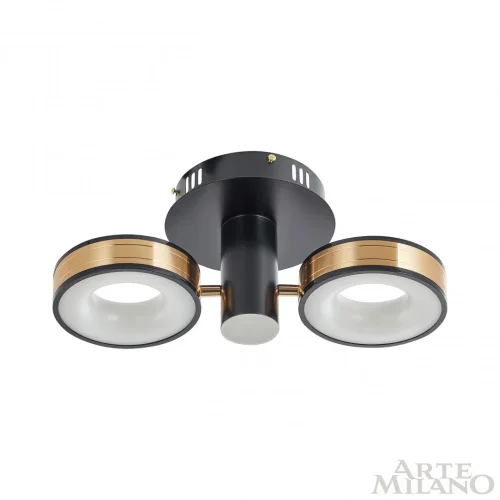 Люстра потолочная LED Ferrara-71040 271040/2R BK/GD Arte Milano белая на 1 лампу, основание чёрное в стиле современный хай-тек фото 2